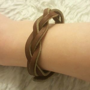 Real Leather Handmade Braided Snap Bracelet